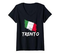 Damen Trient Italien Flagge Italienisches Erbe Italiani Pride Souvenir T-Shirt mit V-Ausschnitt