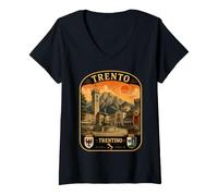 Damen Trient Italien Vintage Italienische Alpen Reisen Trient Urlaub T-Shirt mit V-Ausschnitt