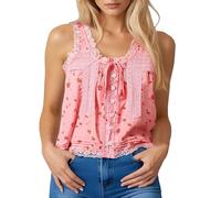 Damen Tshirt Elegant, Damen-Weste Im Boho-Stil Mit SchnüRung Vorne äRmelloses Strandtop Mit KnöPfen Kurzes Top Aus Chiffon Und Mesh