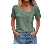 Damen Tshirt Elegant Schick, Sale Angebote Sommerliches T-Shirt Mit V-Ausschnitt Und Kurzen Ärmeln, Günstig Oberteile Leicht Und Luftig, Bluse Weich Bequem Shirt Top Casual Fashion