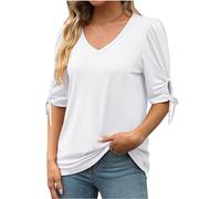 Damen Tshirt Elegant Schick, Sale Angebote T-Shirt Mit Rundhalsausschnitt Und Halblangen Ärmeln, Günstig Oberteile Leicht Und Luftig, Bluse Weich Bequem, Shirt Top Casual Fashion
