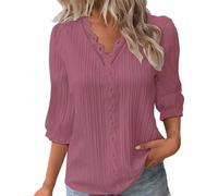 Damen Tshirt Kurzarm, Kurzarm T-Shirts Damen, Spitzen Oberteile Elegante Blusen Tuniken Tops Sommer Basic Shirt 3/4 Arm Bluse Tunika Große Größen Angebote des Tages Blitzangebote