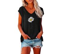 Damen Tshirt Sommer ärmellose t-Shirt Oberteile Frauen Bluse Teenager Mädchen Lässige V Ausschnitt Elegant Bluse Weißes T-Shirt Damen Locker Sommerbluse Leicht Kurzarm Sommertop