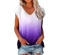Damen Tshirt Sommer ärmellose t-Shirt Oberteile Frauen Bluse Teenager Mädchen Lässige V Ausschnitt Elegant Bluse Weißes T-Shirt Damen Locker Sommerbluse Leicht Kurzarm Sommertop