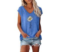 Damen Tshirt Sommer ärmellose t-Shirt Oberteile Frauen Bluse Teenager Mädchen Lässige V Ausschnitt Elegant Bluse Weißes T-Shirt Damen Locker Sommerbluse Leicht Kurzarm Sommertop