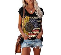 Damen Tshirt Sommer Oberteile Blusen & Tuniken Für Damen Frauen Ärmellose Bluse Teenager Mädchen Lässige V Ausschnitt Elegant Bluse Weißes T-Shirt Damen Locker Sommerbluse Leicht Kurzarm Sommertop
