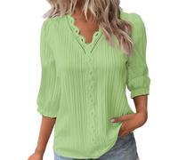 Damen Tshirt, Sommerblusen Damen Leicht Und Luftig, Spitzen Oberteile Elegante Blusen Tuniken Tops Sommer Basic Shirt 3/4 Arm Bluse Tunika Große Größen Angebote des Tages Blitzangebote