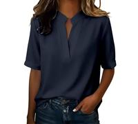 Damen Tshirt Teenager Mädchen Oberteile Rundhals/v-Ausschnitt Seidenblusen Leichte Festliches T-Shirt Baumwolle Jeansbluse Große Größen Sweatshirt Elegant Tshirt Satin Shirts Sommer Tops Sportshirt