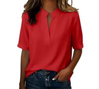 Damen Tshirt Teenager Mädchen Oberteile Rundhals/v-Ausschnitt Seidenblusen Leichte Festliches T-Shirt Baumwolle Jeansbluse Große Größen Sweatshirt Elegant Tshirt Satin Shirts Sommer Tops Sportshirt