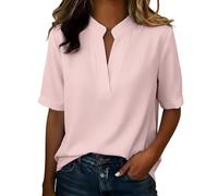 Damen Tshirt Teenager Mädchen Oberteile Rundhals/v-Ausschnitt Seidenblusen Leichte Festliches T-Shirt Baumwolle Jeansbluse Große Größen Sweatshirt Elegant Tshirt Satin Shirts Sommer Tops Sportshirt