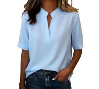 Damen Tshirt Teenager Mädchen Oberteile Rundhals/v-Ausschnitt Seidenblusen Leichte Festliches T-Shirt Baumwolle Jeansbluse Große Größen Sweatshirt Elegant Tshirt Satin Shirts Sommer Tops Sportshirt
