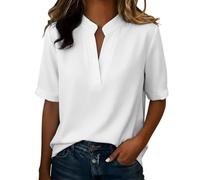 Damen Tshirt Teenager Mädchen Oberteile Rundhals/v-Ausschnitt Seidenblusen Leichte Festliches T-Shirt Baumwolle Jeansbluse Große Größen Sweatshirt Elegant Tshirt Satin Shirts Sommer Tops Sportshirt