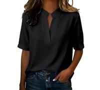 Damen Tshirt Teenager Mädchen Oberteile Rundhals/v-Ausschnitt Seidenblusen Leichte Festliches T-Shirt Baumwolle Jeansbluse Große Größen Sweatshirt Elegant Tshirt Satin Shirts Sommer Tops Sportshirt