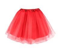 Damen Tüll Tutu Röcke 50er Jahre Hohe Taille Petticoat A-Linie Vintage 80er Jahre Multi-Layer Mesh Rock Casual Prinzessin Weiblich Tanzkostüm, rot, Einheitsgröße