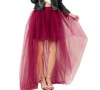 Damen Tüllrock 3 Lagen Tüll Rock Für Frauen Sexy Schwarze Vorderseite Kurzer Rücken Langer Geschwollener Vokuhila Karneval Kurze Röcke Bunt Kostüm Mini Skirt Ballett Tutu Tanzkleidung