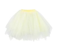 Damen Tüllrock a Linie High Waisted Tütü Rock Unterrock Elegant Faltenrock Ballkleid Sommerrock Mesh Tutu Minirock Fasching Gelb M