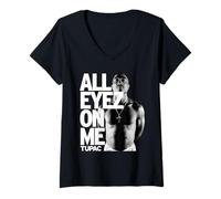 Damen Tupac Alle Augen auf mich T-Shirt mit V-Ausschnitt