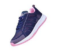 Damen-Turnschuhe, bequeme Netz-Tennisschuhe, bequem, leicht, Schnürung, weiße Pumps, modische flache Wanderschuhe, atmungsaktiv, Slip-on-Fußgewölbeunterstützung, rutschfest, flach, athletische