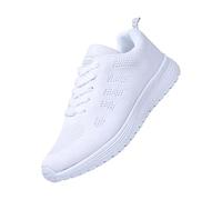 Damen-Turnschuhe, bequeme Netz-Tennisschuhe, bequem, leicht, Schnürung, weiße Pumps, modische flache Wanderschuhe, atmungsaktiv, Slip-on-Fußgewölbeunterstützung, rutschfest, flach, athletische