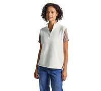 Stehkragenshirt STREET ONE, Damen, Gr. 46, weiß (sanftes weiß), Web, 49% Baumwolle, 49% Polyester, 2% Elasthan, unifarben, normal normal, hoch geschlossener Ausschnitt, abgesteppt, Shirts Stehkragensh