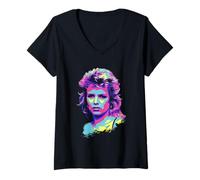 Damen TV Times Kim Wilde 80er Jahre Pop Sänger Pop Art stilisiert T-Shirt mit V-Ausschnitt