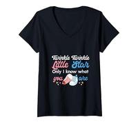 Damen Twinkle Little Star Only I Know You Are Gender Reveal Schuhe T-Shirt mit V-Ausschnitt, Schwarz, XL