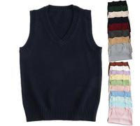 Damen Ultra-weiche V-Ausschnitt Strickweste, Gestrickte Westen für Damen Herbst Winter Casual Baumwolle Ärmellose Pullover Einfarbige Sweater Weste, Damen Tank Top, Schwarz , L