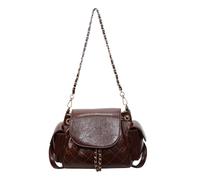 Damen-Umhängetasche aus PU-Leder mit Kettenriemen für Reisen, Einkaufen und den täglichen Gebrauch, stilvolle Umhängetasche, Kaffee, 480.00x260.00x220.00mm/18.9x10.24x8.66inch, Klassisch