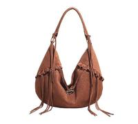 Damen-Umhängetasche aus Wildlederimitat in Knödelform mit Reißverschluss for Ausflüge und Pendeln (braun)