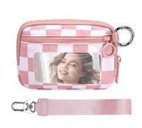 Damen Umhängetasche Geldbörsen, Kleine Geldbörse Damen, Mode Geldbörse Umhängetasche Geldbörse, Kartenorganizer Münztasche, wasserdichte Reißverschlusstasche mit ID-Fenster, new pink, verwijzen naar