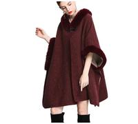 Damen Umhang Poncho mit Kapuze,Kunstfell,warm,niedlich,Fledermausärmel,Poncho Umhang,Schal,eleganter Schal,Pullover,Wickelpullover,Strickjacken mit offener Vorderseite,Deckenmantel für Damen,Herbs