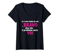 Damen Umorismo Italiano Würfel Che Il Problema Siete VOI Tipografico T-Shirt mit V-Ausschnitt