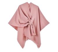 Damen Umschlagtuch Schultertuch Umhang - Frühling Herbst Winter Verdickt Warm Einfarbig Schal Halstuch Mantel Mit Schnürband Quasten Für Frauen Mädchen Elegant Boho Strickschal Shawl Blau Rosa 48/50