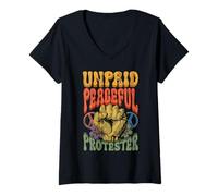 Damen Unbezahlter friedlicher Demonstrant Politischer Protest T-Shirt mit V-Ausschnitt