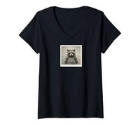 Damen Unbezahlter friedlicher Protester Waschbär Foto lustig T-Shirt mit V-Ausschnitt