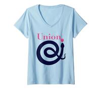 Damen Union Snake Spirale am Symbol Clever Minimal Design T-Shirt mit V-Ausschnitt