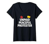 Damen Unpaid Peaceful Protester Activist Protest Schild Nachricht T-Shirt mit V-Ausschnitt