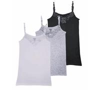 Damen Unterhemd mit elastischen Trägern im 3er Pack, (DE/NL/SE/PL, Numerisch, 44, 46, Regular, Regular, Mix)