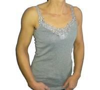 Damen Unterhemd mit elastischen Trägern im 3er Pack, (DE/NL/SE/PL, Numerisch, 52, 54, Regular, Regular, Grau)