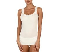 Damen Unterhemd TankTop Merinowolle Seide (L/XL, creme)