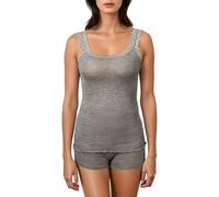 Damen Unterhemd TankTop Merinowolle Seide (L/XL, grau meliert)