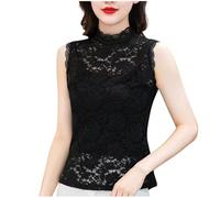 Damen Unterhemden Angenehm Atmungsaktiv, Sexy Eng Anliegendes Ärmelloses Top Mit Stehkragen Und Spitze, Tanktop Weich Bequem, Trägershirt Lässige Mode, Oberteil Elegant Schick Träger Top Leicht Luftig