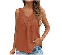 Damen Unterhemden Lässige Mode, Sommer V-Ausschnitt Weste Aus Baumwolle, Oberteil Elegant Schick, Träger Top Leicht Und Luftig, Tanktop Kühl Atmungsaktiv, Trägershirt Weich Bequem