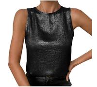 Damen Unterhemden Leicht Und Luftig, Günstig Ärmelloses Tanktop Aus Glänzendem Samt Mit Rundhalsausschnitt Und Gold, Bluse Weich Bequem, Shirt Top Casual Fashion, Oberteile Elegant Schick