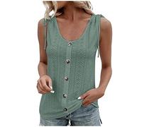 Damen Unterhemden Sonderangebot Ärmelloses Tanktop Mit Knopfleiste Und Kordelzug Träger Top Lässige Mode Tanktop Elegant Schick Trägershirt Leicht Und Luftig Oberteil Angenehm Atmungsaktiv