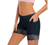Damen Unterhose Unter Rock Kurz Hose Spitze Slips Anti-Chafing Shorts 1/3er Pack Boxershorts Miederhose Unterkleid Taillenslip Weichem Panties Leggings mit Anti-Rutsch Spitzenbesatz