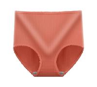 Damen Unterhosen Baumwolle Damen-Unterwäsche mit hoher Taille, nahtlos, sexy Höschen, Damen-Stretch-Slip mit vollständiger Abdeckung, saugfähige Damen Schlüpfer Wool Thermal Underwear (Orange, XL)