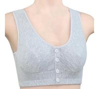 Damen-Unterwäsche mit einfarbiger Frontschnalle und einsteckbaren Knöpfen, Weste aus weicher Baumwolle, große Größe Schlankstütz Bustier XL Schlafanzug Secret (Grey, 44)