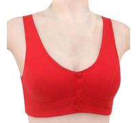 Damen-Unterwäsche mit einfarbiger Frontschnalle und einsteckbaren Knöpfen, Weste aus weicher Baumwolle, große Größe Schlankstütz Bustier XL Schlafanzug Secret (Red, 50)