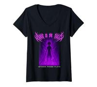 Damen Urban Rage is The Fuel Memphis Phonk Edgy Anime Graphic T-Shirt mit V-Ausschnitt